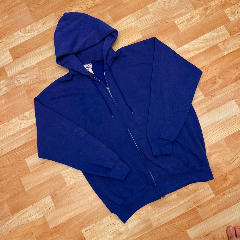 Vintage Wrangler Sweats Mens XXL Royal Blue/Purple Full Zip Hoodie Made in USA
